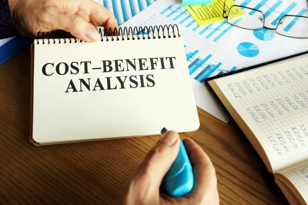 Cost–benefit analysis CBA or BCA on the table.